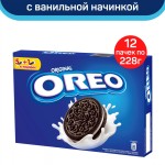Печенье, Орео 228 г 12 шт Ориджинал с какао и начинкой с ванильным вкусом